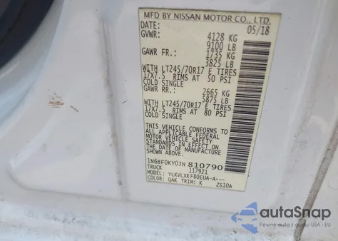 2018 Nissan Nv Cargo Nv2500 Hd Sv V6 from USA, damaged, VIN 1N6BF0KY0JN810790
